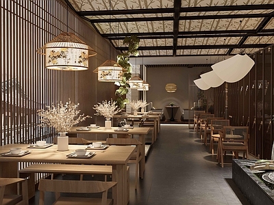 新中式复古中餐厅 中餐厅明档 新中式餐厅 竹文化餐厅 氛围餐厅 竹编