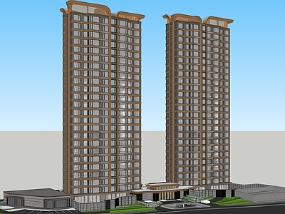 现代新中式高层住宅 网红楼盘高层 现代高层建筑 现代外立面建筑 现代大门