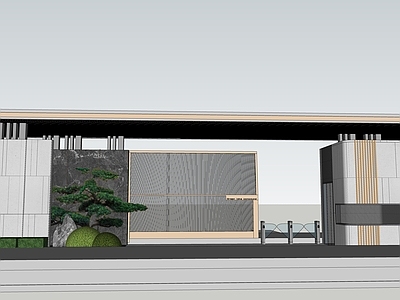 现代新中式入口大门 小区入口大门 展示区大门 主入口大门