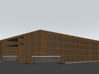 现代学校建筑 学校湖景 教学楼学校