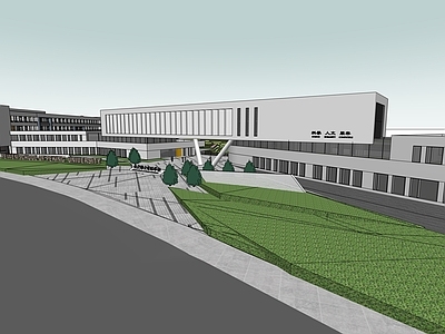 现代学校建筑 学校湖景 学校操场 教学楼学校 动画学校