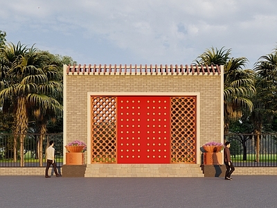 新中式中式入口大门 庭院入口大门