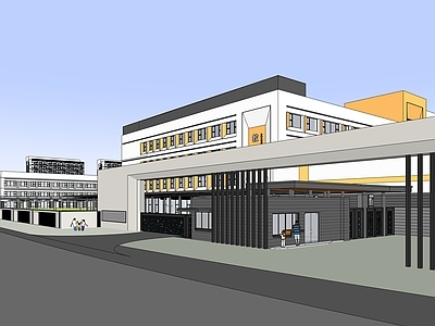 现代学校建筑 教学楼学校 学校操场 中小学校设计