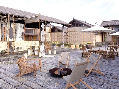 现代乡村庭院 乡村庭院 民宿庭院 民宿院子 茶舍 乡村景观