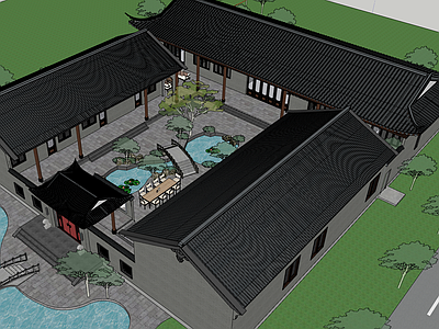 现代中式四合院 四合院 现代