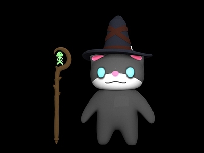 猫 猫 卡通 摆件 巫师帽 帽子