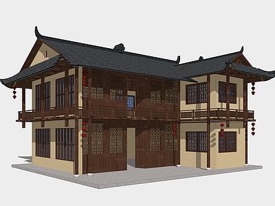 中式乡村民房 吊脚楼 土家族民居 木建筑 乡村民居建筑