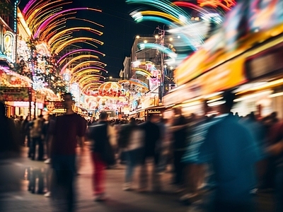 现代街道外景 商业街外景 夜市夜景背景元素