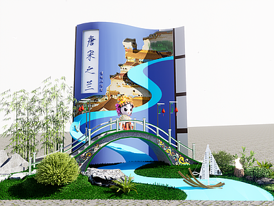 现代中式景观桥 景观小品艺术 石材景观桥 景观长河