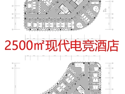 现代酒店建筑 2500平方电竞 酒店 施工图