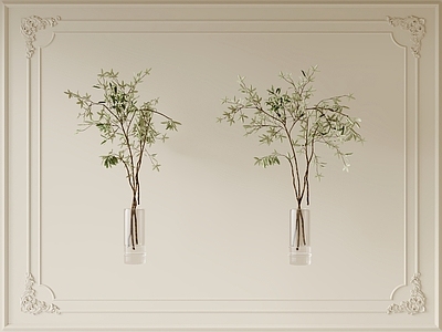 现代中古花艺 绿植 花瓶 花卉