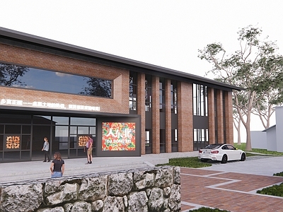 新中式轻奢餐饮建筑 红砖建筑 红砖餐厅 复古风建筑 乡村建筑 商业建筑