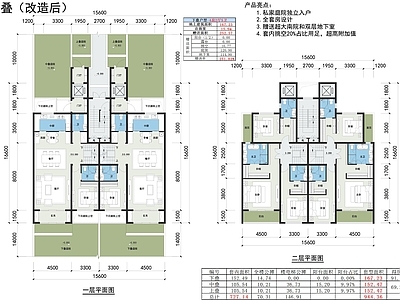 现代别墅建筑 联排别墅 叠拼 施工图