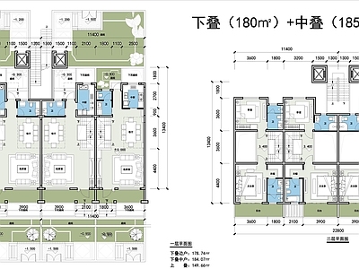 现代别墅建筑 联排别墅 叠拼 施工图