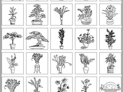 植物图例库 盆栽植物立面图 施工图