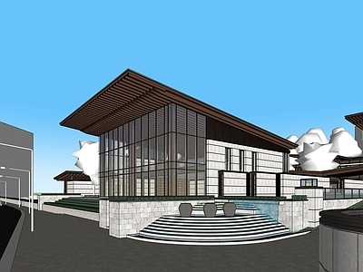 现代新中式酒店建筑 山地酒店建筑 温泉酒店建筑 多层酒店建筑 酒店大门