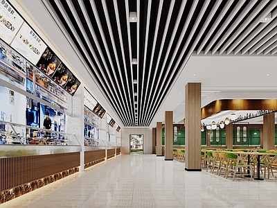 现代新中式食堂 现代食堂 餐厅 餐桌椅 快餐厅 饭堂