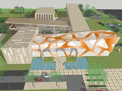 现代商业综合体景观 现代公共建筑 售楼处 极简风格 展览馆 游客服务中心