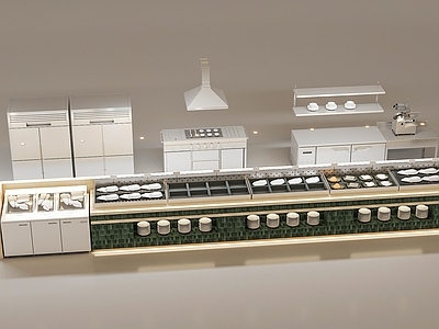 厨房用品组合 食材展示柜台 厨房用品
