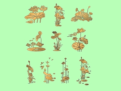 现代其他景观小品 荷花雕塑剪影雕塑 景观小品