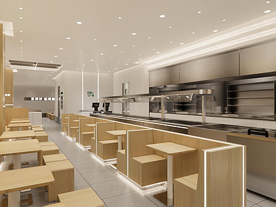 现代简约快餐店 小吃快餐店明档 街边快餐店 门头 商场内门头 就餐区