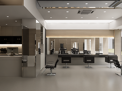 现代简约理发店 理发店 现代 极简 理发用具