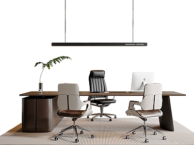 现代办公桌椅 办公桌椅 老板椅 吊灯 办公用品 办公摆件