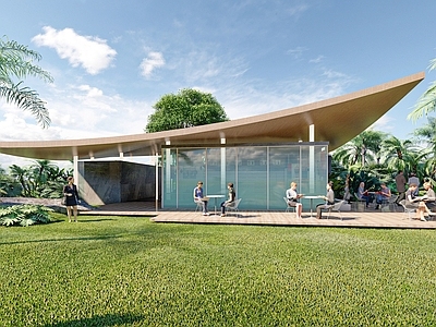 现代新中式驿站 现代公园驿站 市民服务中心 休息驿站 公共厕所