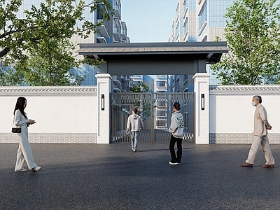 现代新中式入口大门 小区大门改造 老旧小区大门 小区入口大门 城市更新大门改造