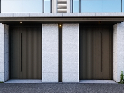 现代新中式入口大门 庭院门 别墅院门 景观院门