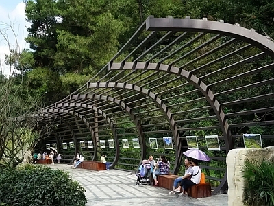 现代廊架 现代弧形花架廊架 组合廊架 施工图