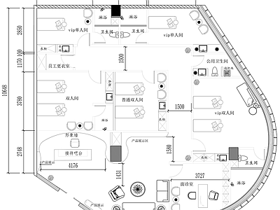 现代侘寂美甲店 美容店 美容馆 美业 美容店平面图 施工图