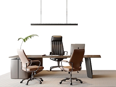 现代办公桌椅 老板椅 办公桌 办公椅 办公用品 吊灯