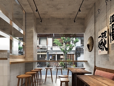 简约侘寂中餐厅 简约风餐饮空间 混泥土风 工业风