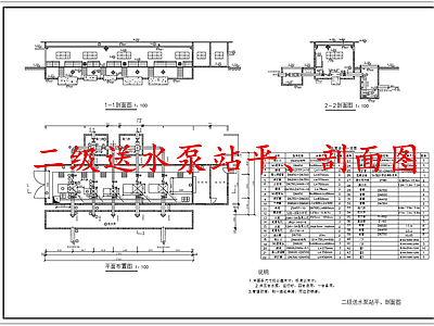 水处理 二级送水泵站 施工图