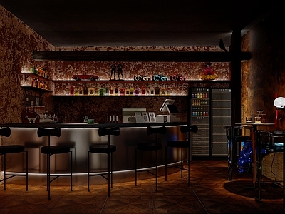 工业酒吧 工业风酒吧 酒吧吧台