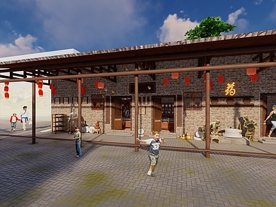 新中式中式古建筑 网红打卡药馆 中式古药馆 网红药馆 网红古建筑