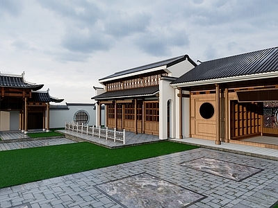 中式新中式古建筑 古建筑 牌坊 过堂