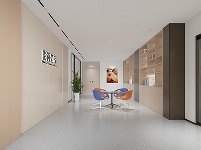 现代原木大厅 接待前台 大厅