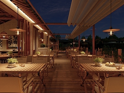 原木复古烧烤店 烧烤店 户外烧烤店 餐厅外摆 餐厅