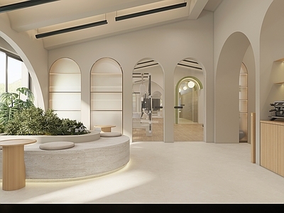 奶油原木瑜伽室 奶油风 院牧风 高端瑜伽馆 茶水间