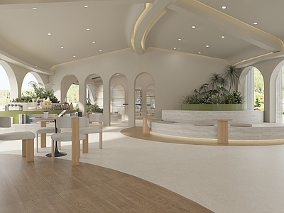 奶油原木电影院 多功能厅 奶油原木风 坡顶