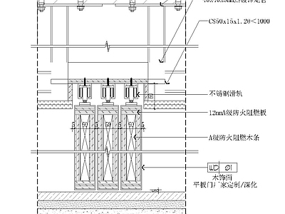 隐形门节点 吊滑门节点 施工图