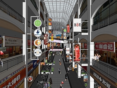 现代商场 商场过道 商场休息区 商场中庭 商场外摆 花箱