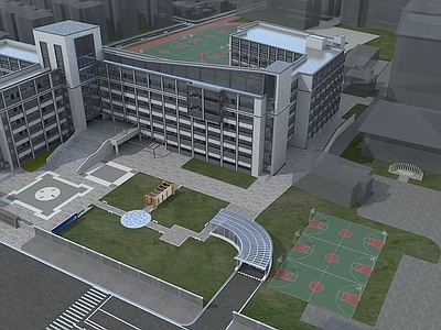 现代单人沙发 植物建筑场景