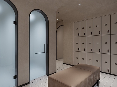 奶油瑜伽室 健身房公共卫生间 公共卫生间 奶油风卫生间