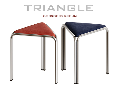 复古简约妆台妆凳 中古梳妆凳 不锈钢三角凳 布艺可叠放换鞋凳 餐凳矮凳