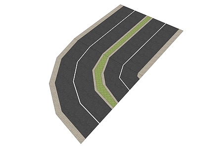 现代车行道路 中央分车绿化道路