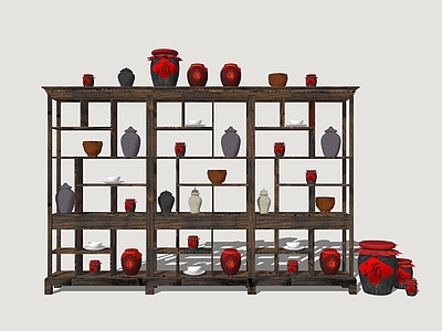 中式展架 酒坛展架 老酒展架 酒坊小品