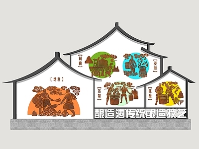 新中式景墙 酒文化景墙 乡村景墙 酿酒文化 民俗景观小品
